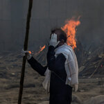 A crematorium ground for Covid-19 victims in East Delhi, on Friday.